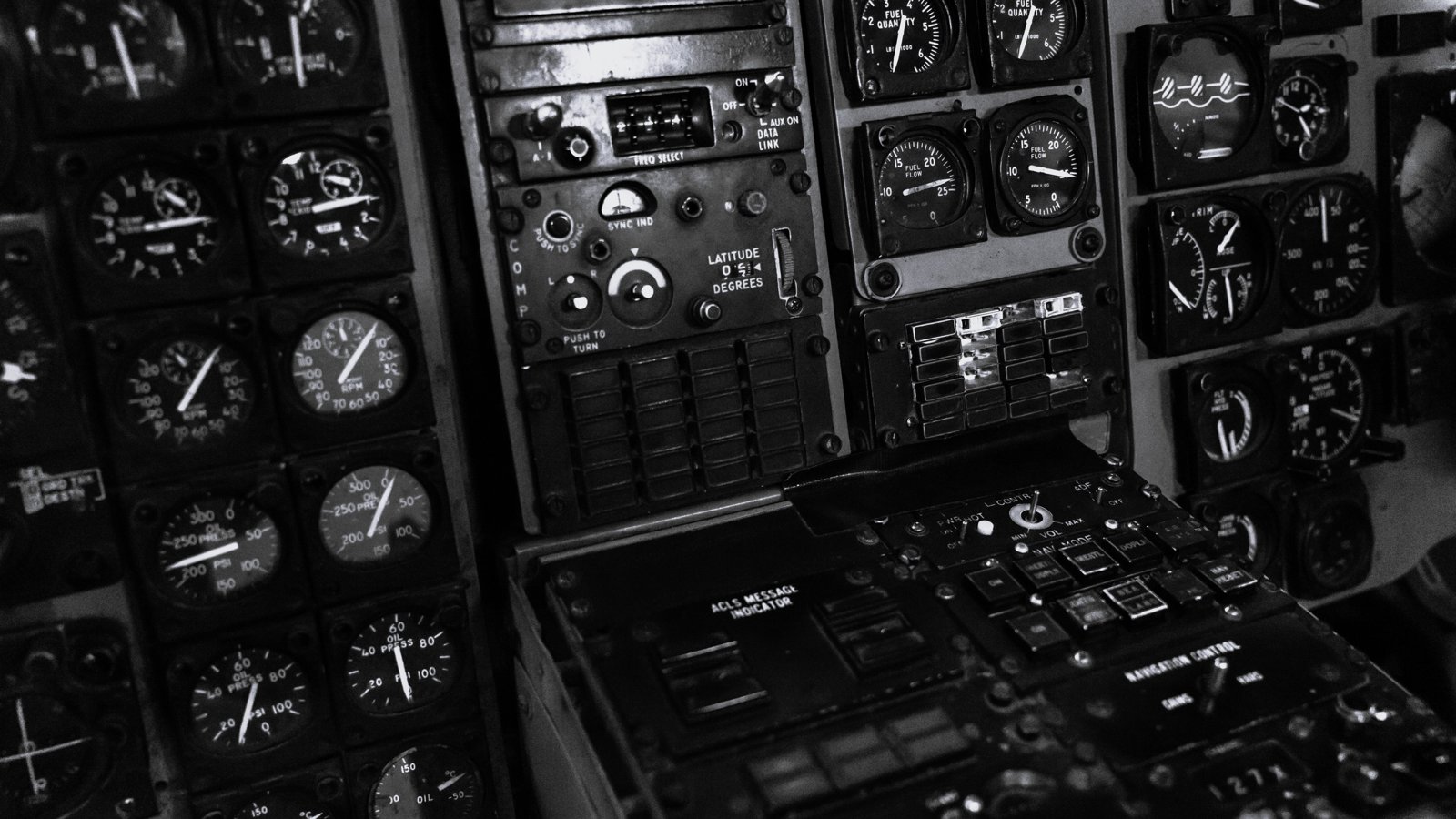 Aircraft cockpit instruments used to monitor performance and direction